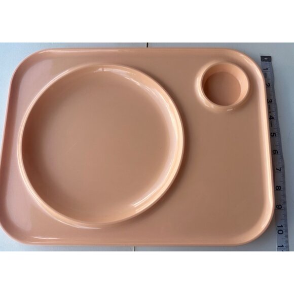 Set of 3 Plastic Lap Food Trays Tan w/Drink Holder 13.5" Length (BRAND UNKNOWN) - Picture 6 of 8